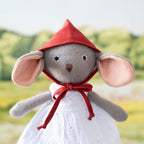 Red Linen Bonnet for Dolls