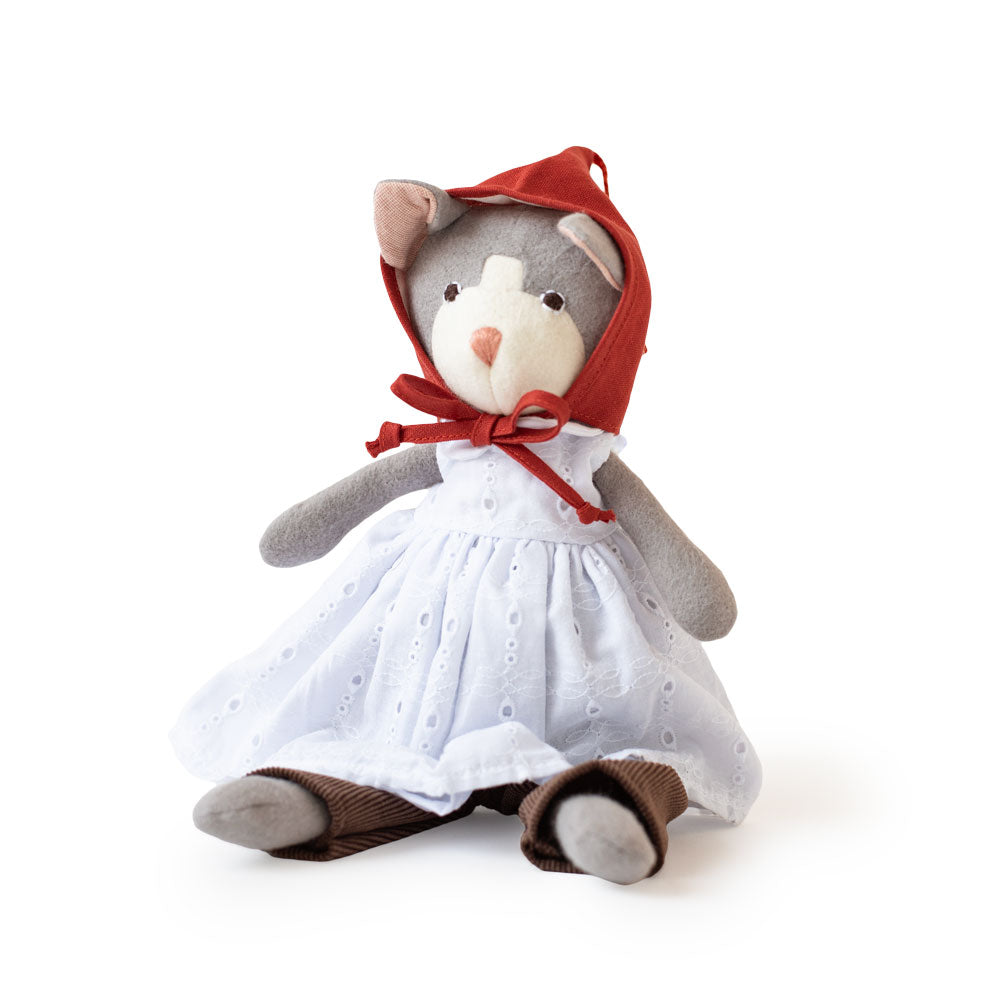 Red Linen Bonnet for Dolls
